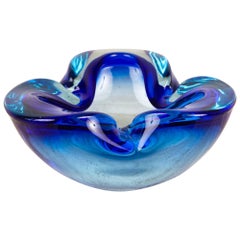 Pinched Blue Sommerso Glass Bowl