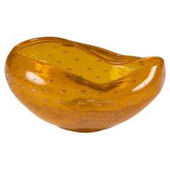 Cuenco de vidrio burbuja naranja