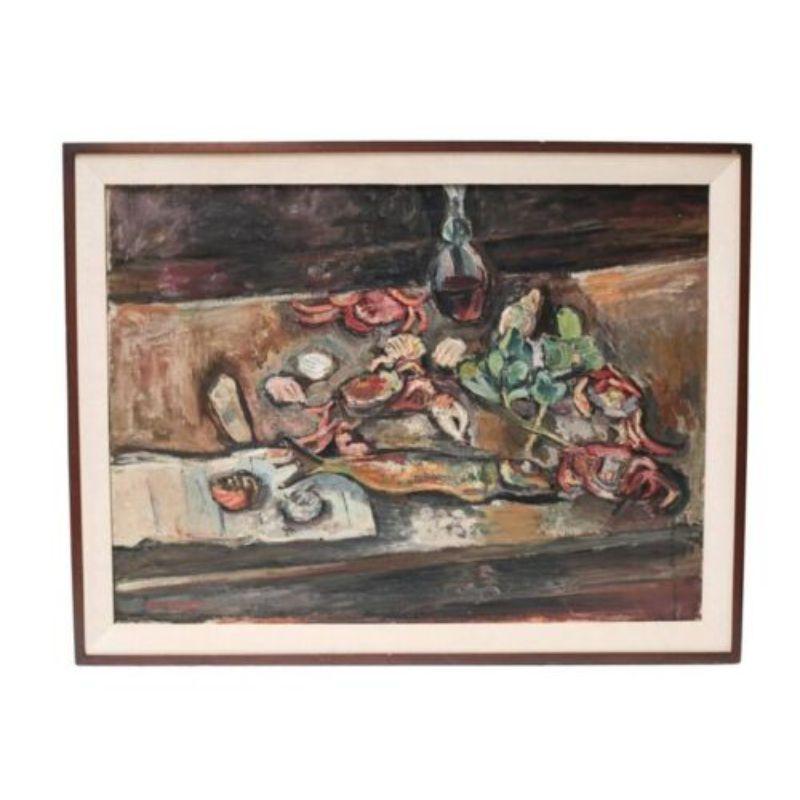 Pinchus Kremegne (French 1890-1981) Oil on Canvas Still Life at the Dinner Table

An oil on canvas still life painting of still life of crabs at the dinner table by French artist, Kremegne Signed Kremegne (lower left).

Please note this painting