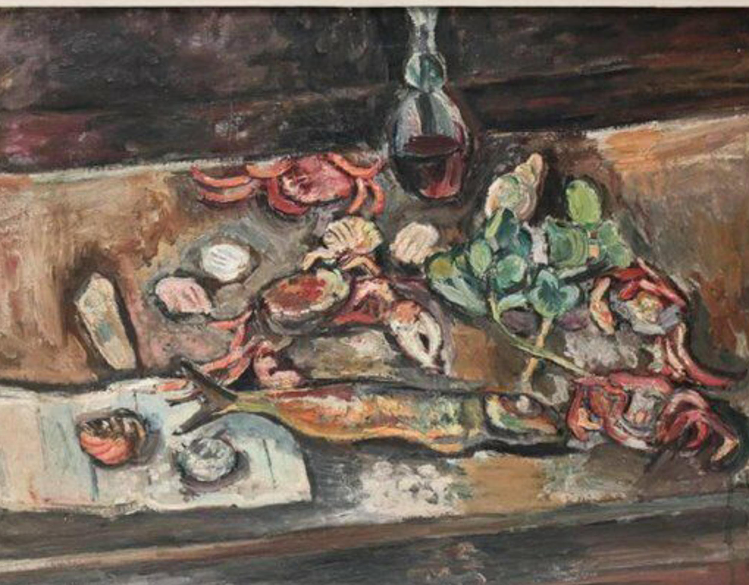 20th Century Pinchus Kremegne Oil on Canvas Still Life at the Dinner Table For Sale