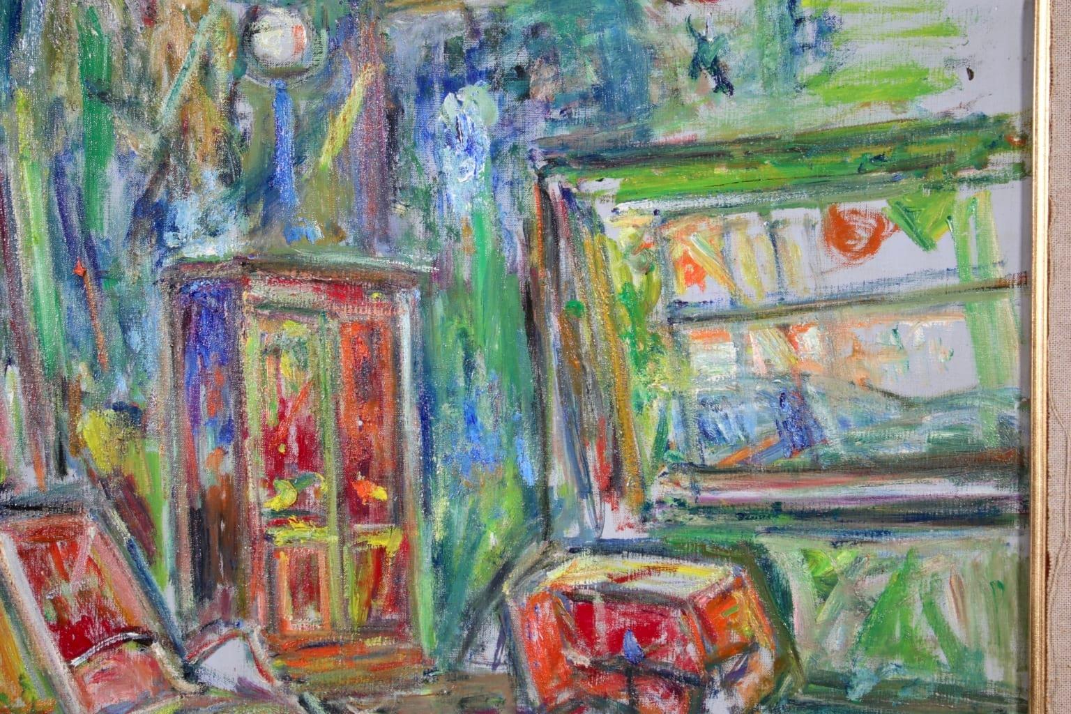 Le Salon - 20th Century Expressionist Oil, Interior by Pinchus Kremegne 3