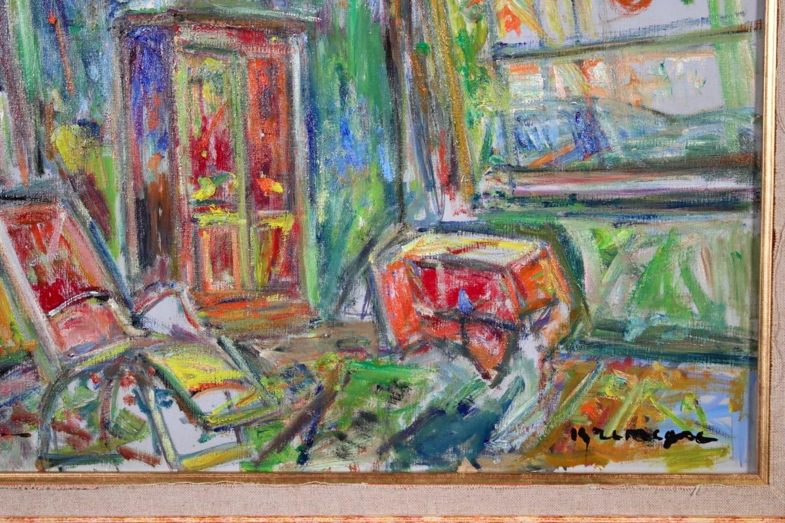 Le Salon - 20th Century Expressionist Oil, Interior by Pinchus Kremegne 4