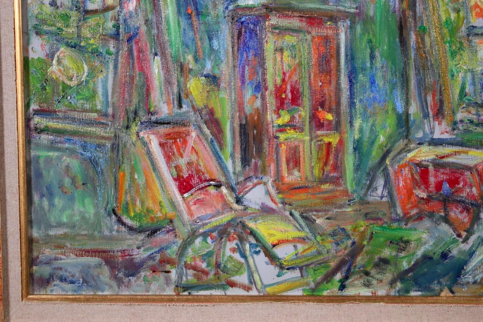 Le Salon - 20th Century Expressionist Oil, Interior by Pinchus Kremegne 5