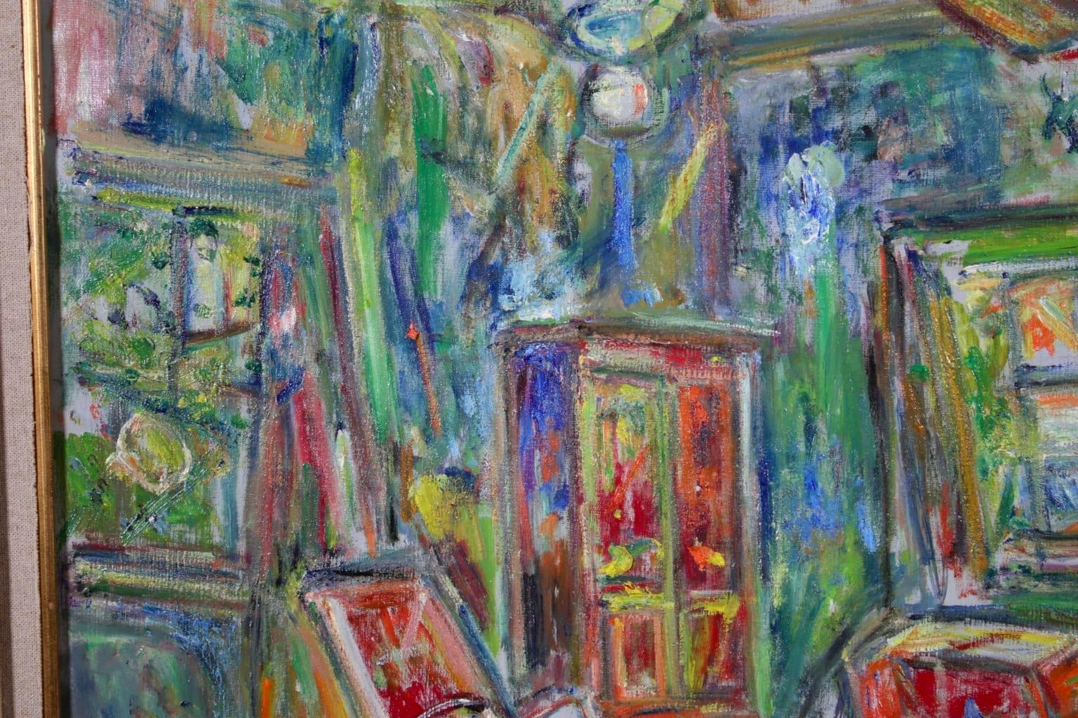 Le Salon - 20th Century Expressionist Oil, Interior by Pinchus Kremegne 6