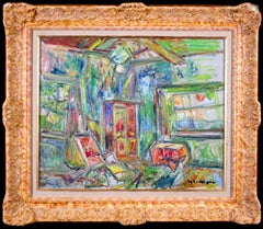 Vintage Le Salon - 20th Century Expressionist Oil, Interior by Pinchus Kremegne