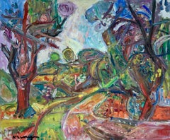 Paysage a Ceret - Pyrennes - Expressionist Oil, Landscape by Pinchus Kremegne