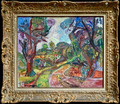 Retro Paysage a Ceret - Pyrennes - Expressionist Oil, Landscape by Pinchus Kremegne