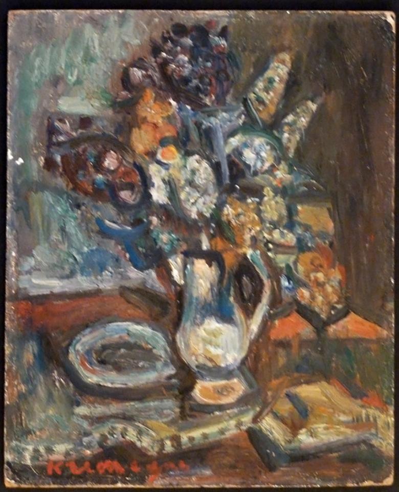 Still Life with Bouquet of Flowers - Painting by Pinchus Kremegne