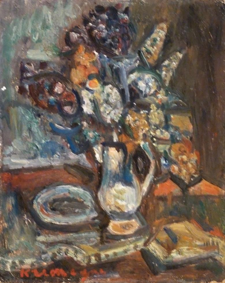 Still-Life Painting Pinchus Kremegne - Nature morte avec bouquet de fleurs