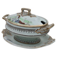 Antique Pinder, Bourne & Co. sauce tureen on stand