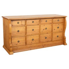 Pine 12 Drawer Apothecary Shop Counter Sideboard, Denmark circa 1880