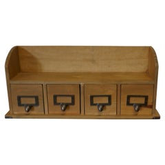 Vintage Pine 4 Drawer Card Index Filing Cabinet