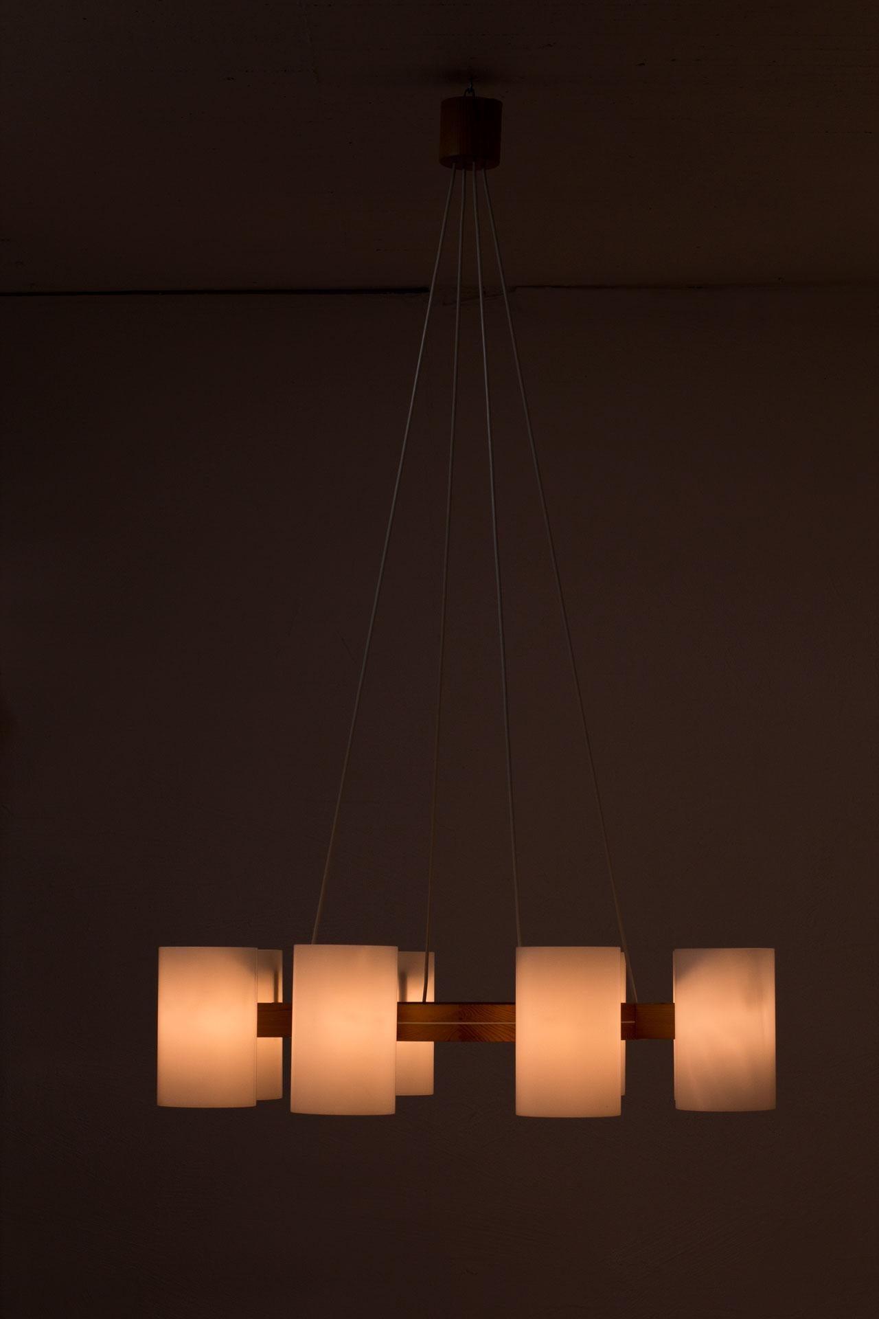 Pine & Acrylic Chandelier by Uno & Östen Kristiansson for Luxus, Sweden 3