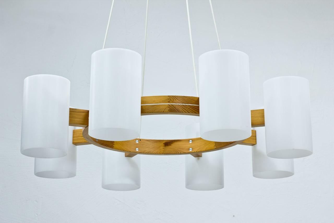 Mid-20th Century Pine & Acrylic Chandeliers by Uno & Östen Kristiansson for Luxus, Sweden