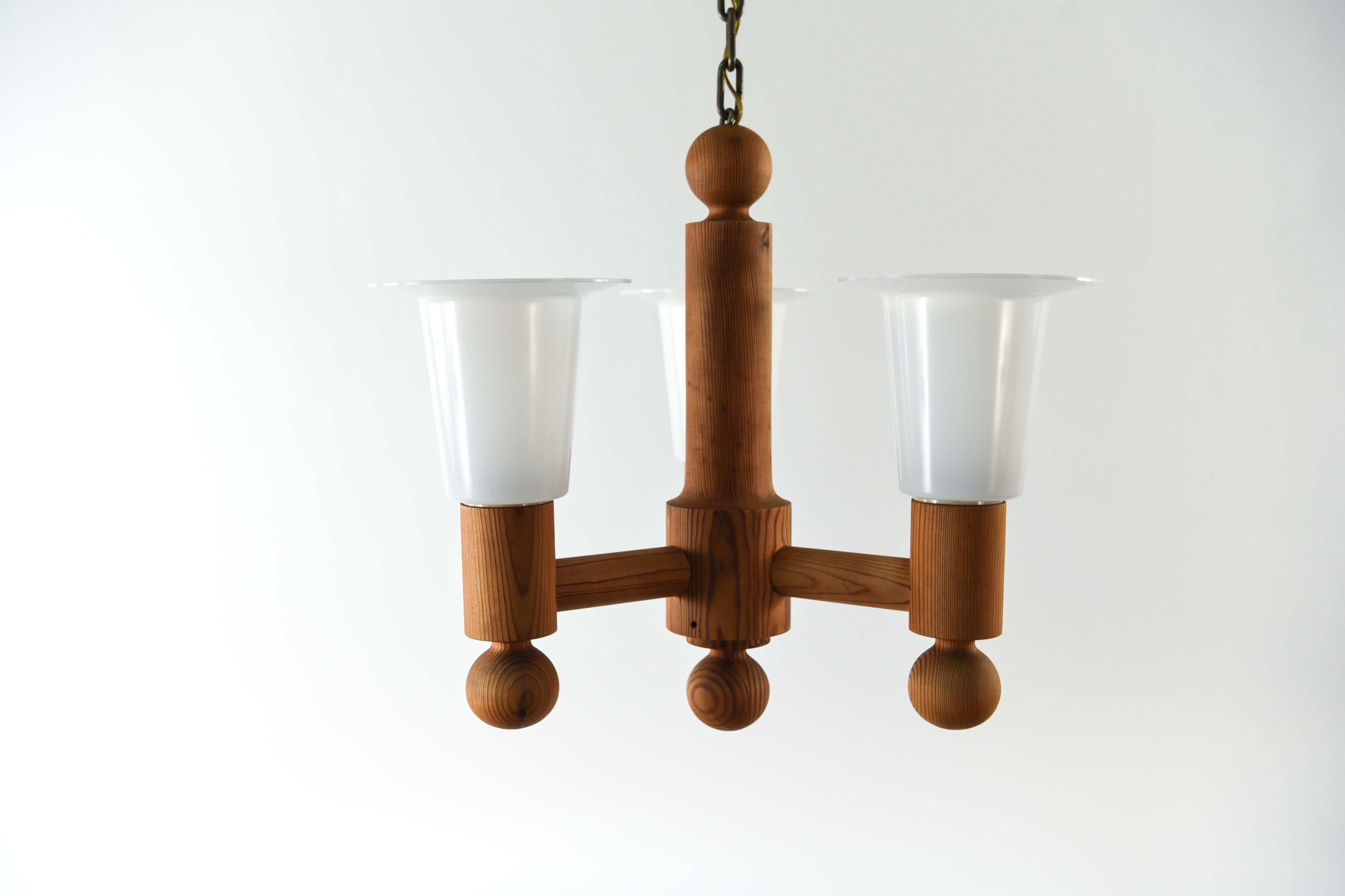 20th Century Pine and Acrylic Chandelier Attributed to Hans Agne Jakobsson