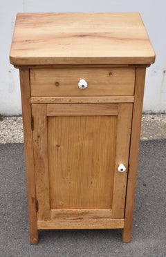 Pine and Beech Nightstand with One Door and One Drawer