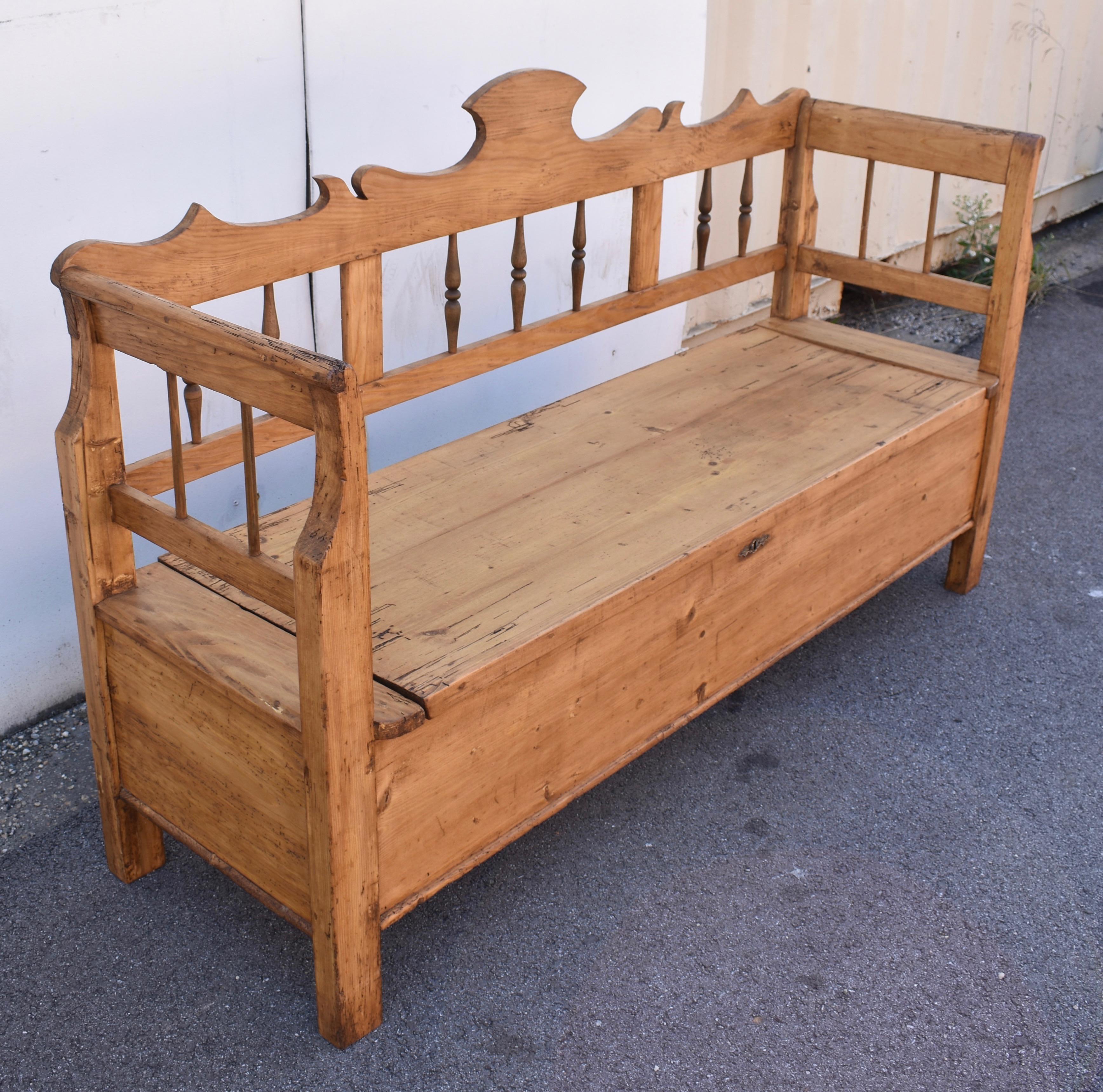 Country Pine and Beech Storage Bench or Settle