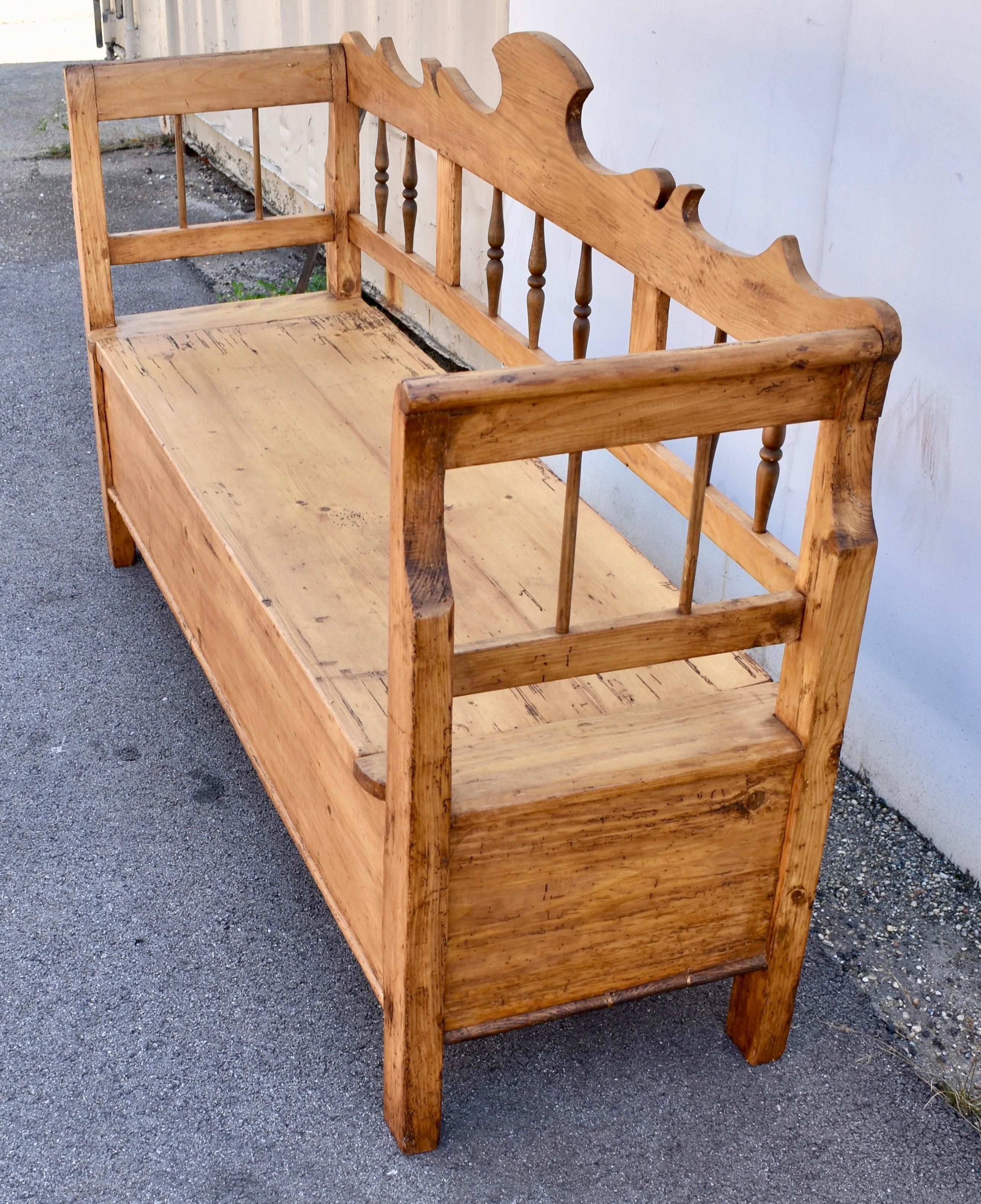 20th Century Pine and Beech Storage Bench or Settle