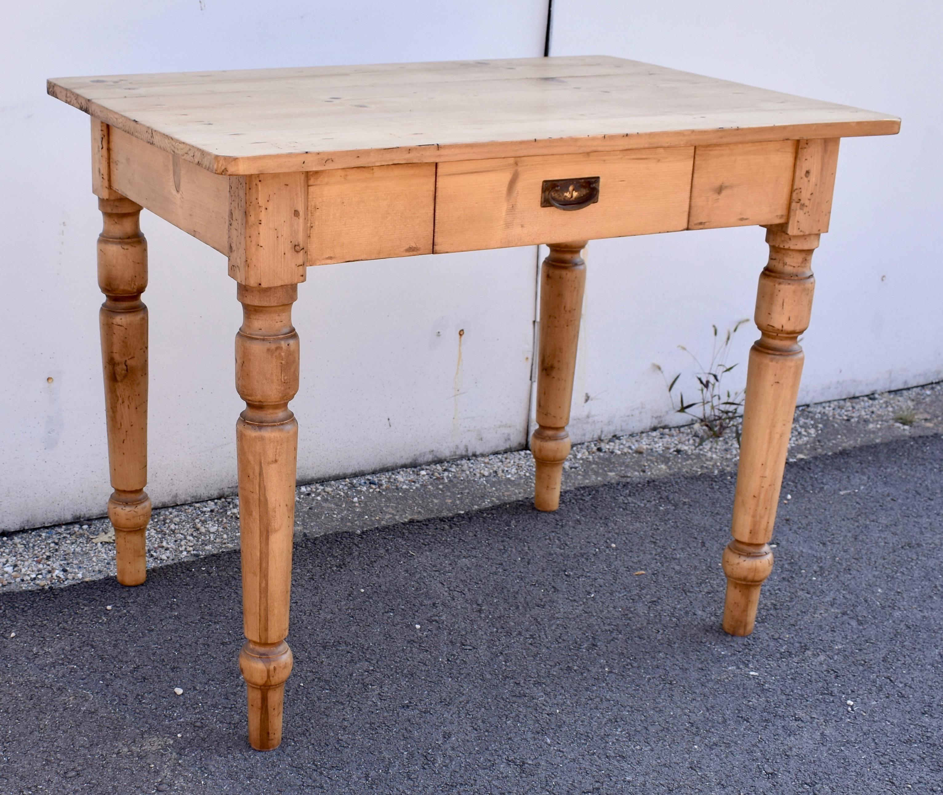 Dutch Pine and Beech Turned Leg Writing Table For Sale