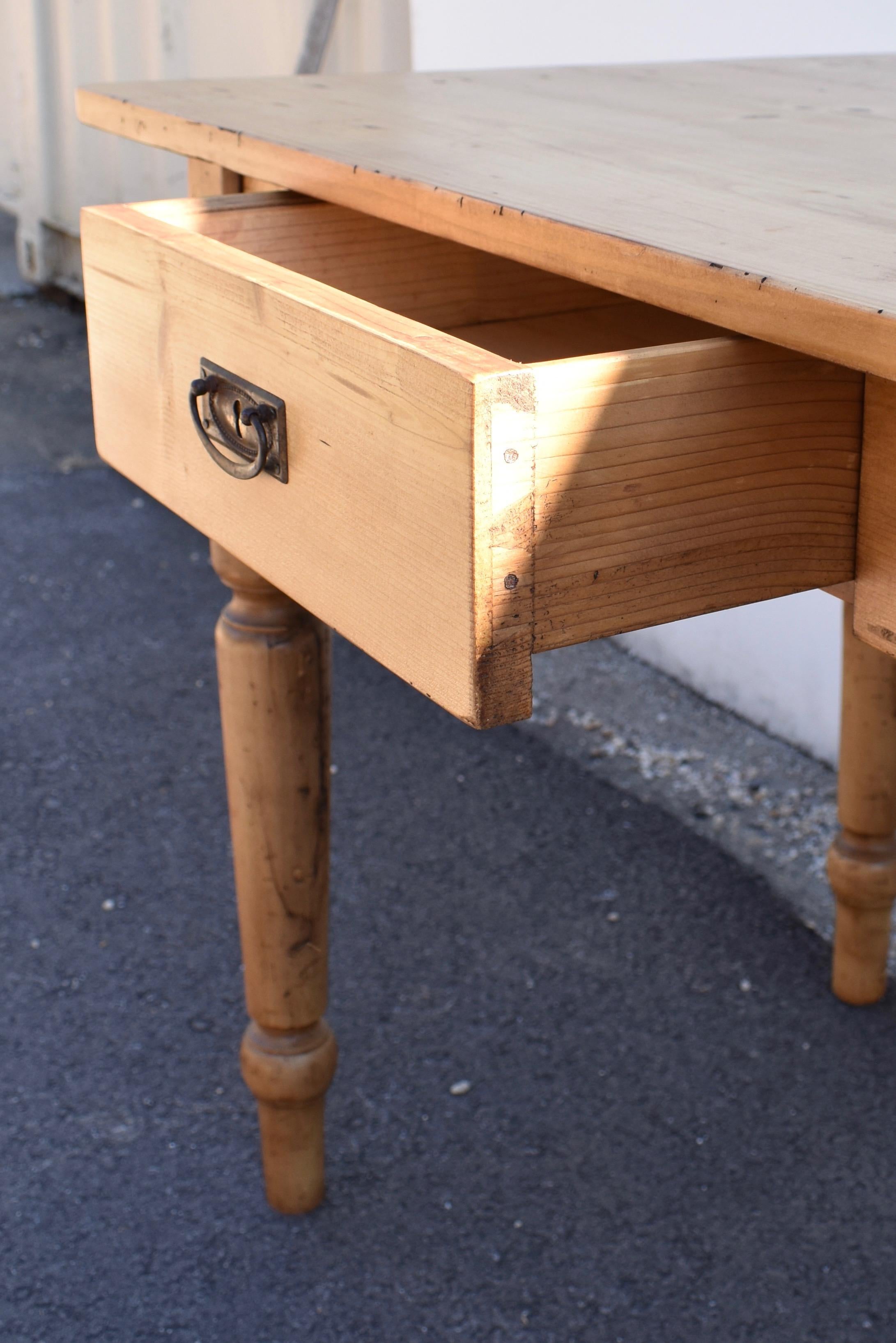 Pine and Beech Turned Leg Writing Table For Sale 2