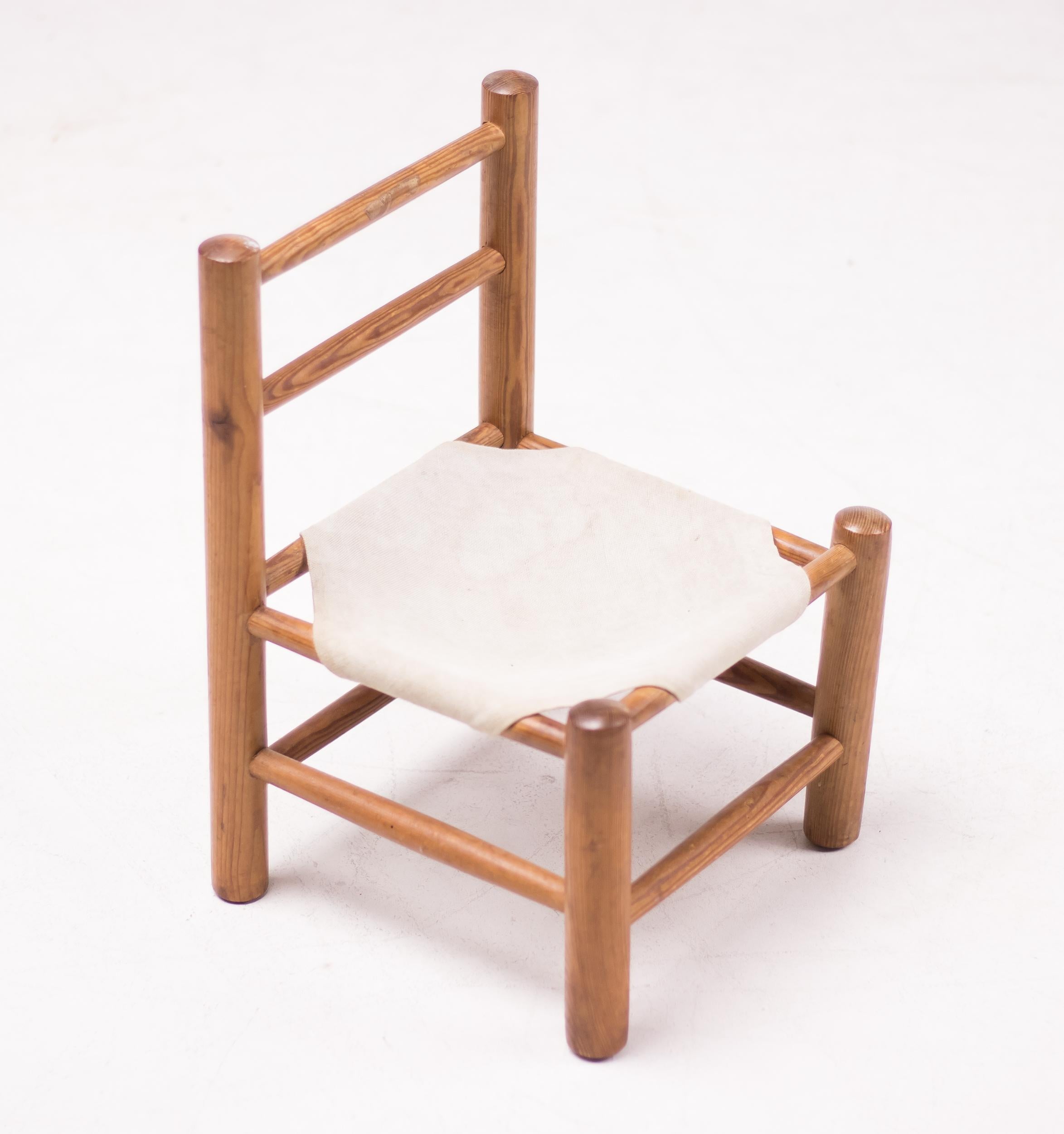 French Pine and Canvas Child's Chair