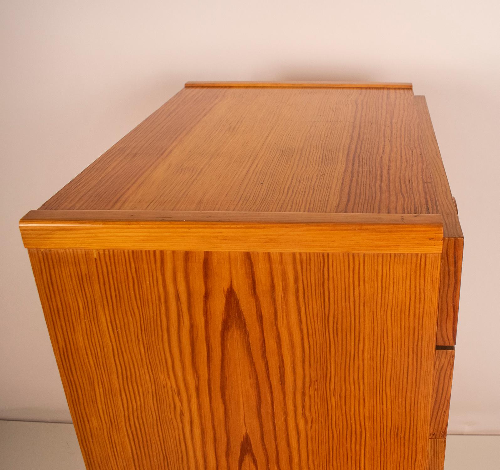 Pine and Dark Blue Formica Chest of Drawers Dresser Chiffonier, Spain, 1970's 1