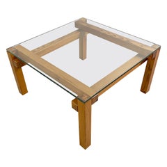 Table basse en pin et verre de John Makepeace, Angleterre, vers 1970