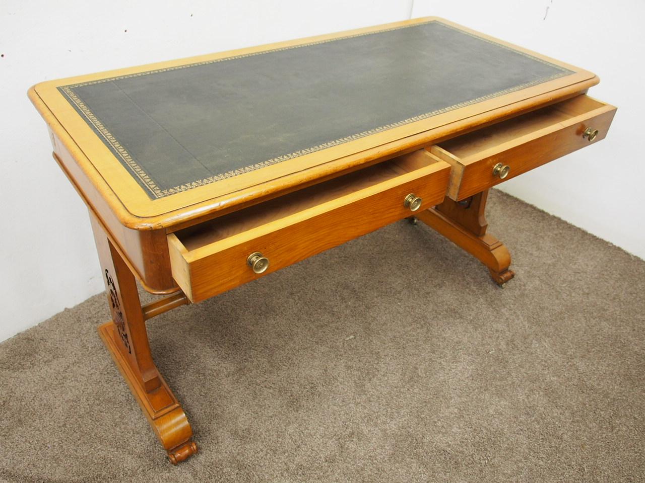 Pine and Green Leather Library Table, circa 1860 8