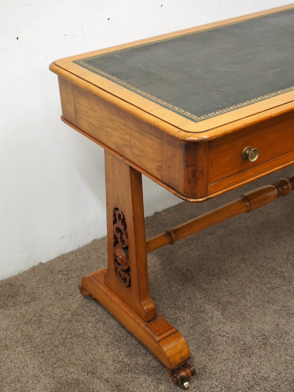 Pine and Green Leather Library Table, circa 1860 In Good Condition In Edinburgh, GB