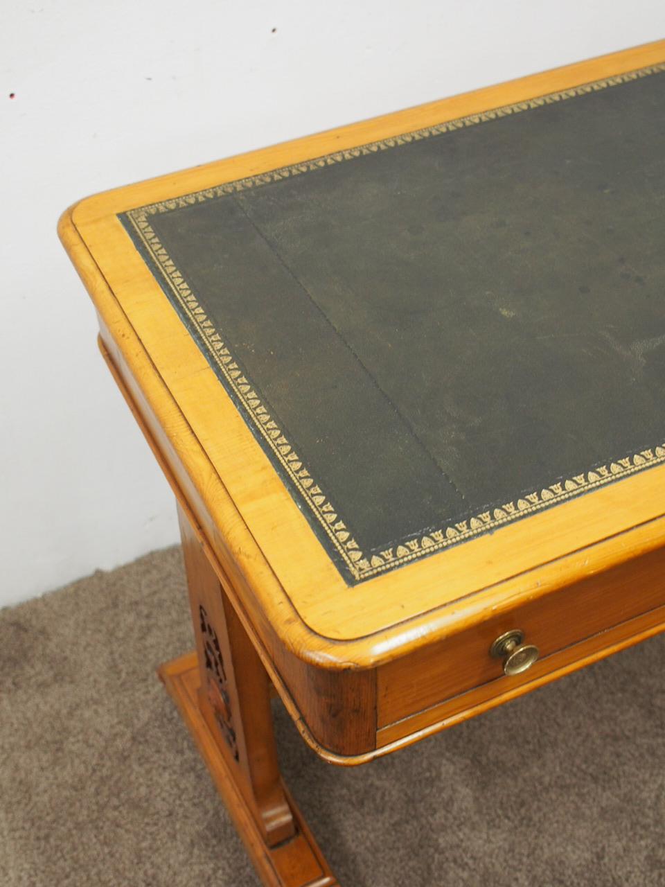 Mid-19th Century Pine and Green Leather Library Table, circa 1860