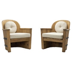 Pine and Iron Easy Chairs by Åby Möbelfabrik, Sweden, 1930s