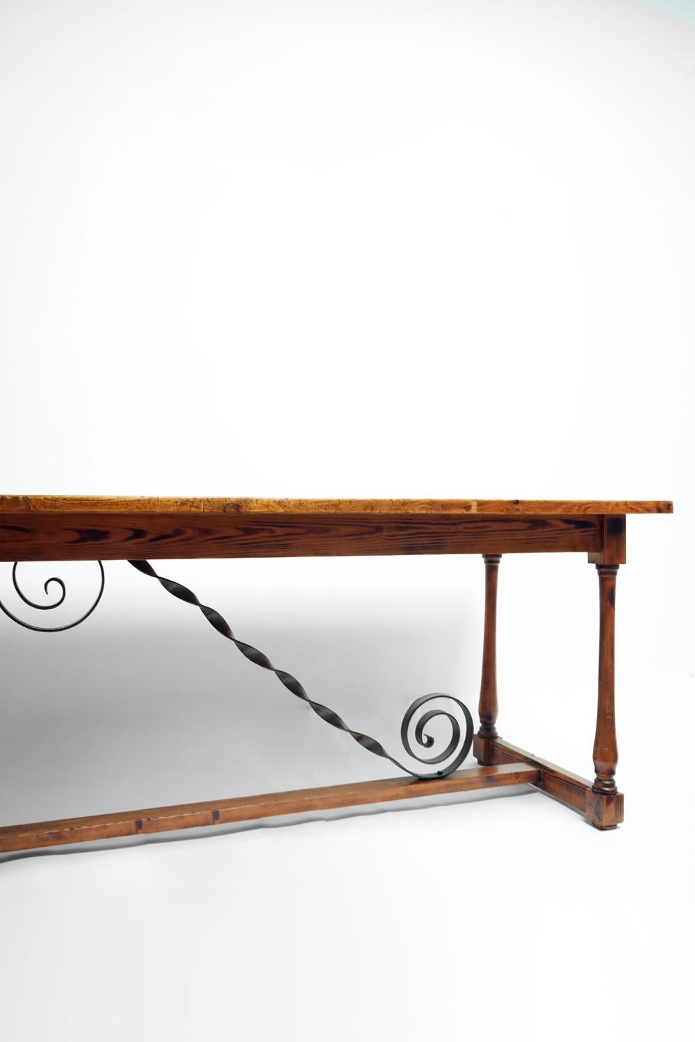 Space Age Pine and ironwork console table, 1910s.