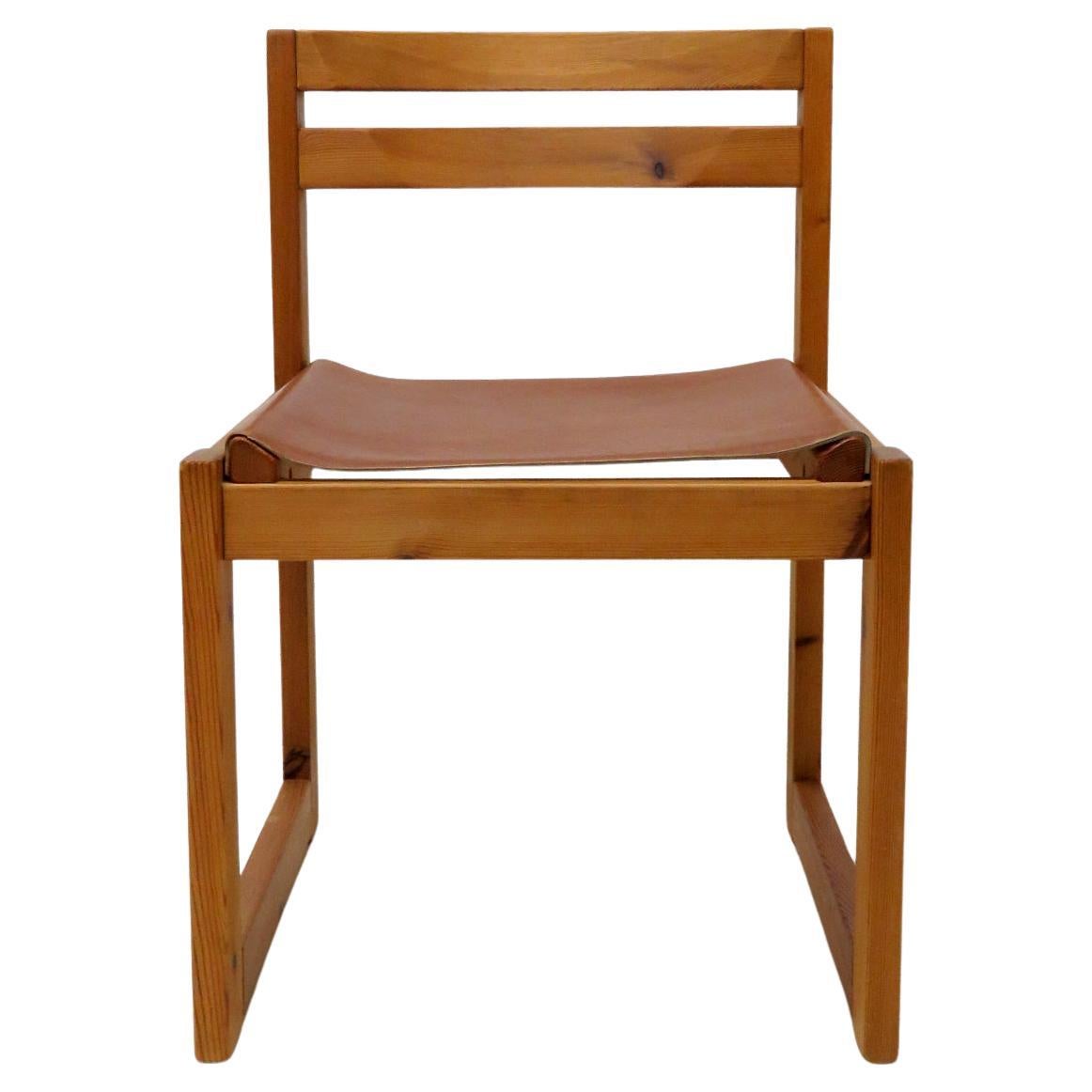 Pine and Leather Dining Chair by Knud Færch for Sorø Stolefabrik, 1970 For Sale