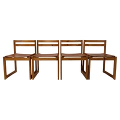 Pine and Leather Dining Chairs by Knud Færch for Sorø Stolefabrik, 1970