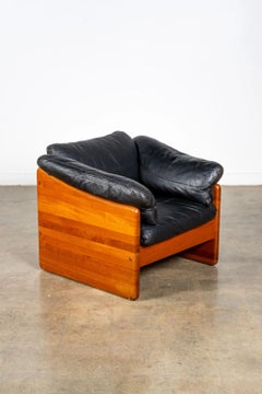 Pine And Leather Lounge Chair