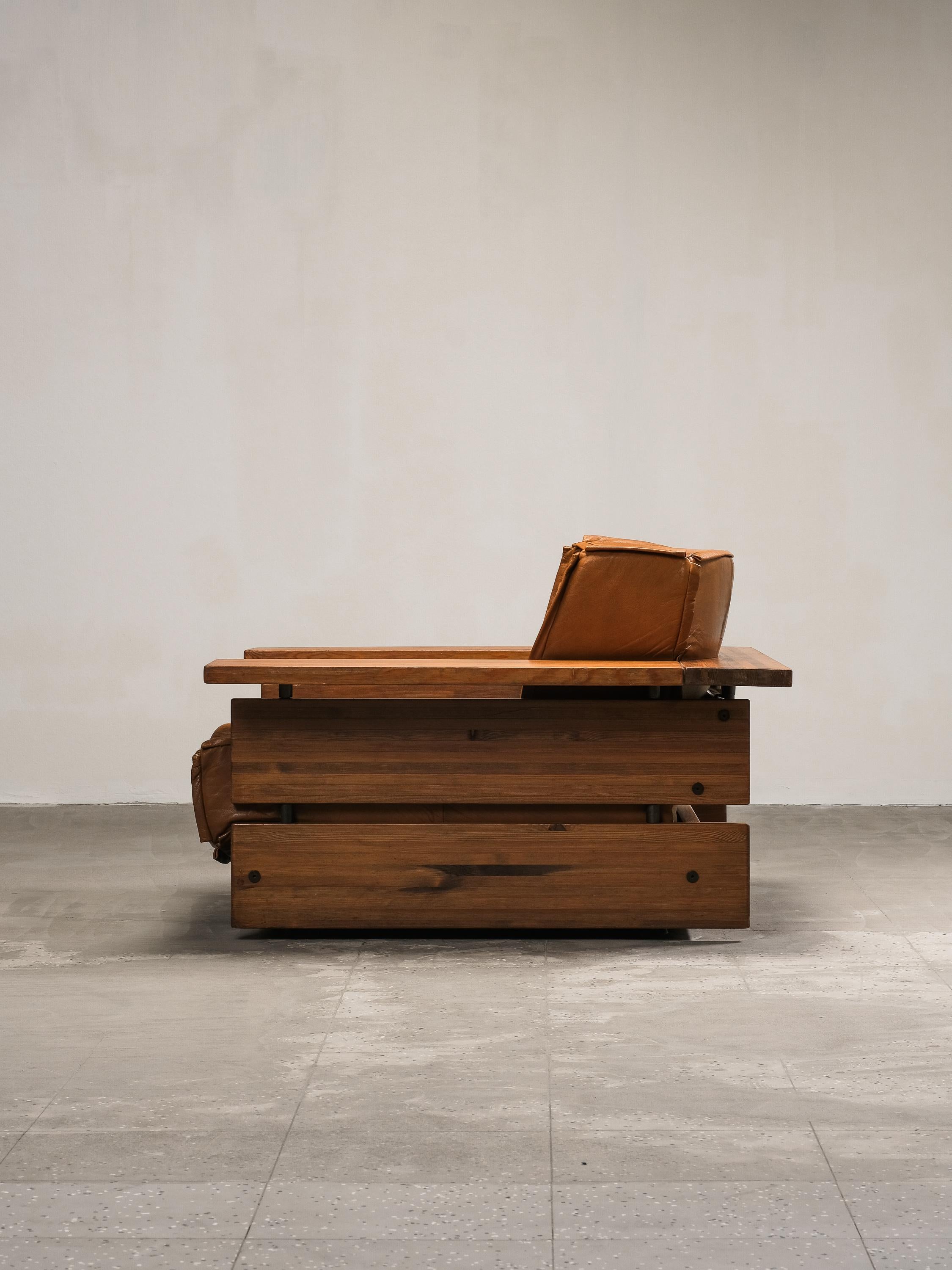 Sessel aus Kiefer und Leder Modell 'Pinus' von Hämeen Kalustaja, Finnland, 1970er Jahre im Angebot 5