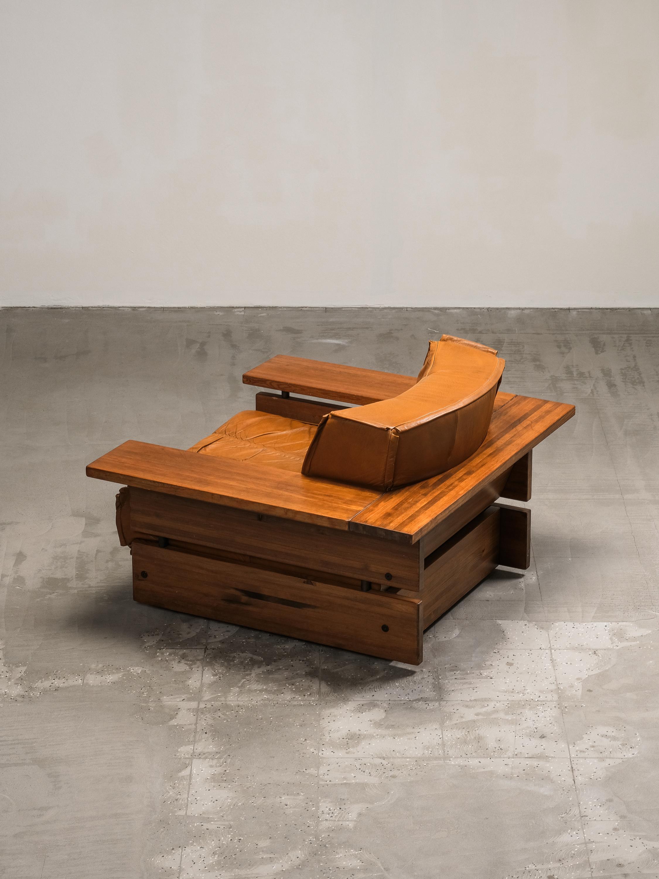 Sessel aus Kiefer und Leder Modell 'Pinus' von Hämeen Kalustaja, Finnland, 1970er Jahre im Angebot 6
