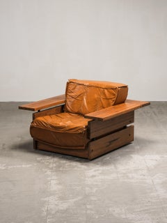 Pine and Leather Lounge Chair Model 'Pinus' by Hämeen Kalustaja, Finland, 1970s