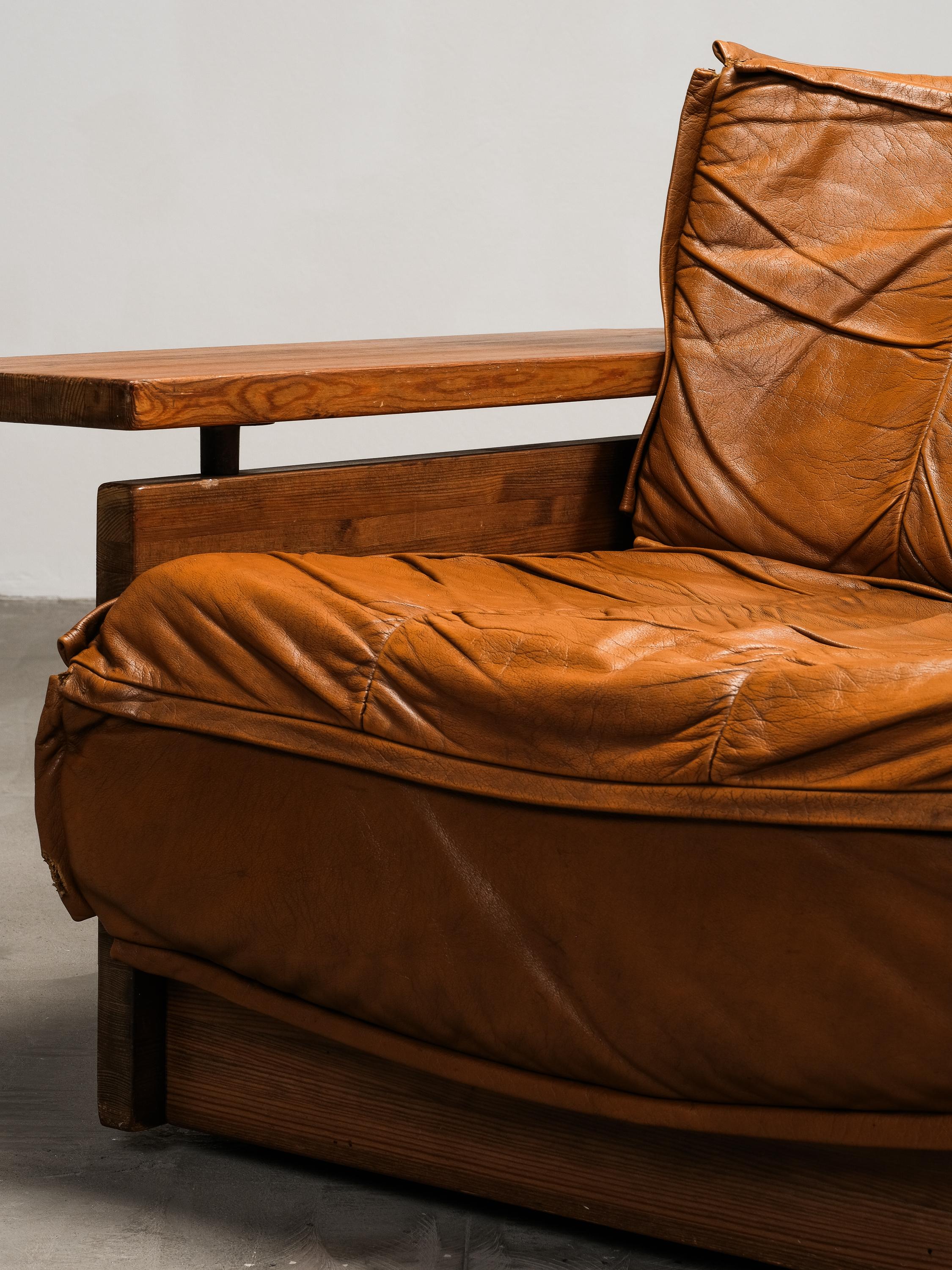 Sessel aus Kiefer und Leder Modell 'Pinus' von Hämeen Kalustaja, Finnland, 1970er Jahre im Angebot 3