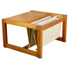 Vintage Pine and linen coffee table with magazine rack, by Karin Mobring for Ikea, 1970s