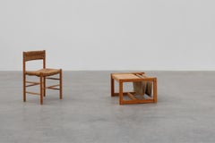 Pine and linen coffee table with magazine rack by Karin Möbring, Sweden 1970s