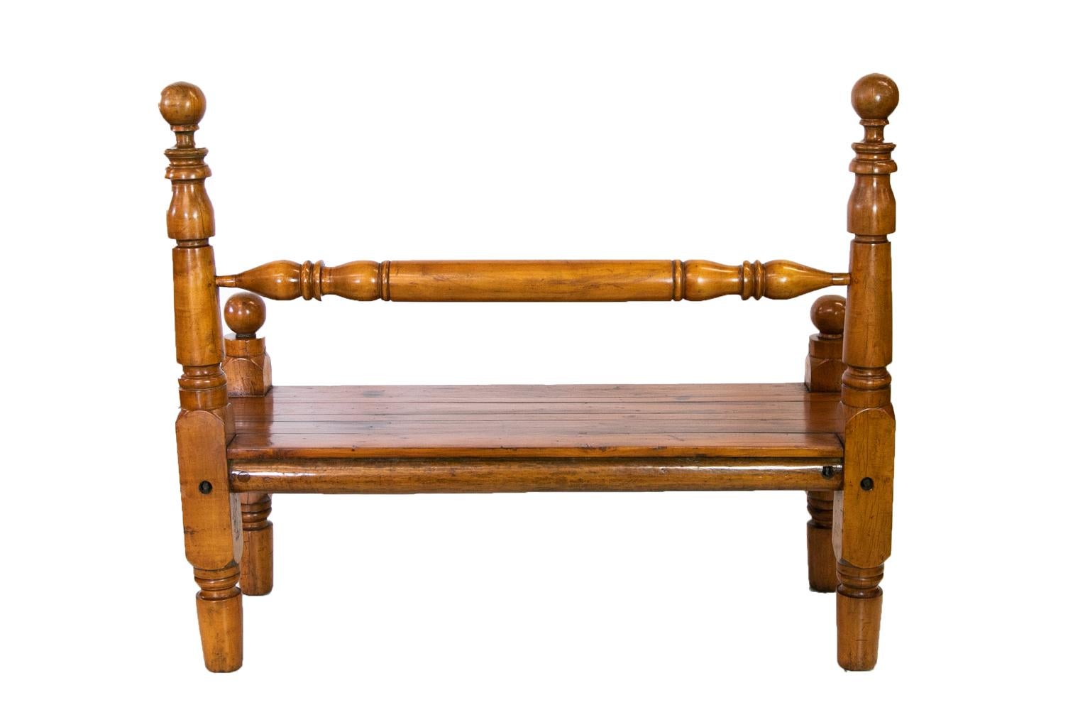Late 19th Century Pine and Maple Bench For Sale