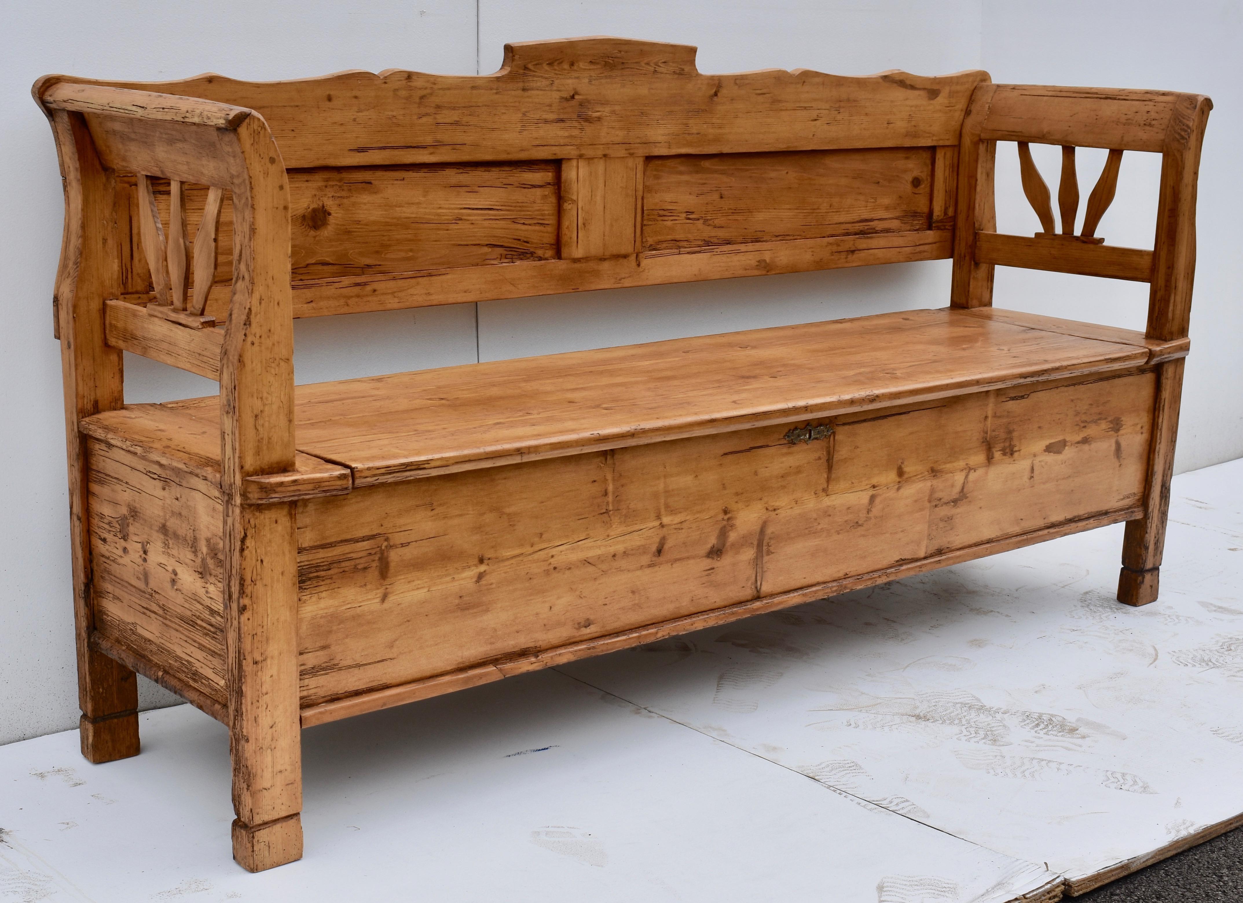 Hungarian Pine and Oak Box Bench or Settle