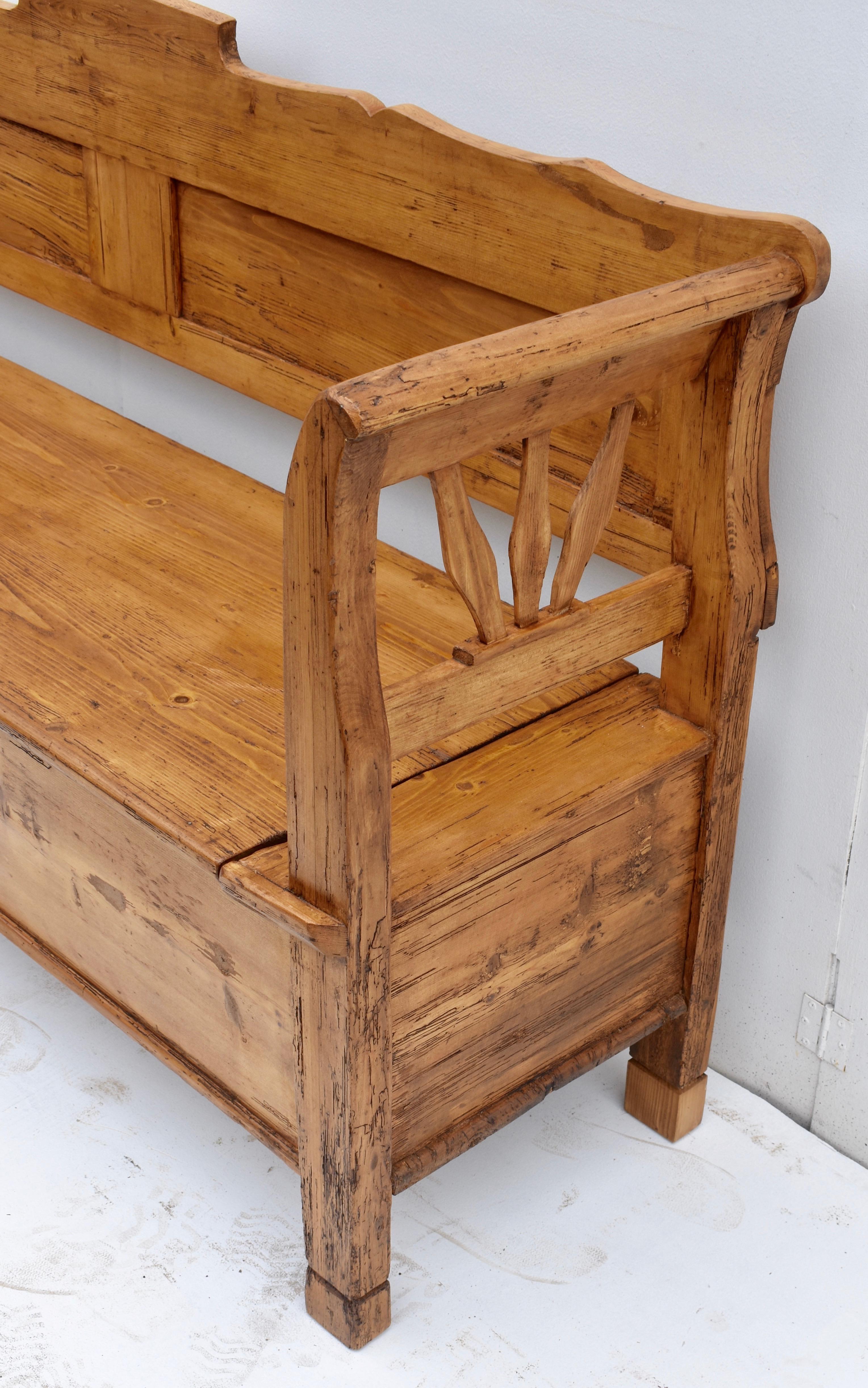 19th Century Pine and Oak Box Bench or Settle