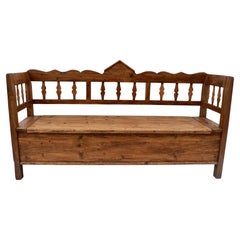 Antique Pine and Oak Box Bench or Settle