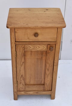 Pine and Oak Nightstand with One Door and One Drawer