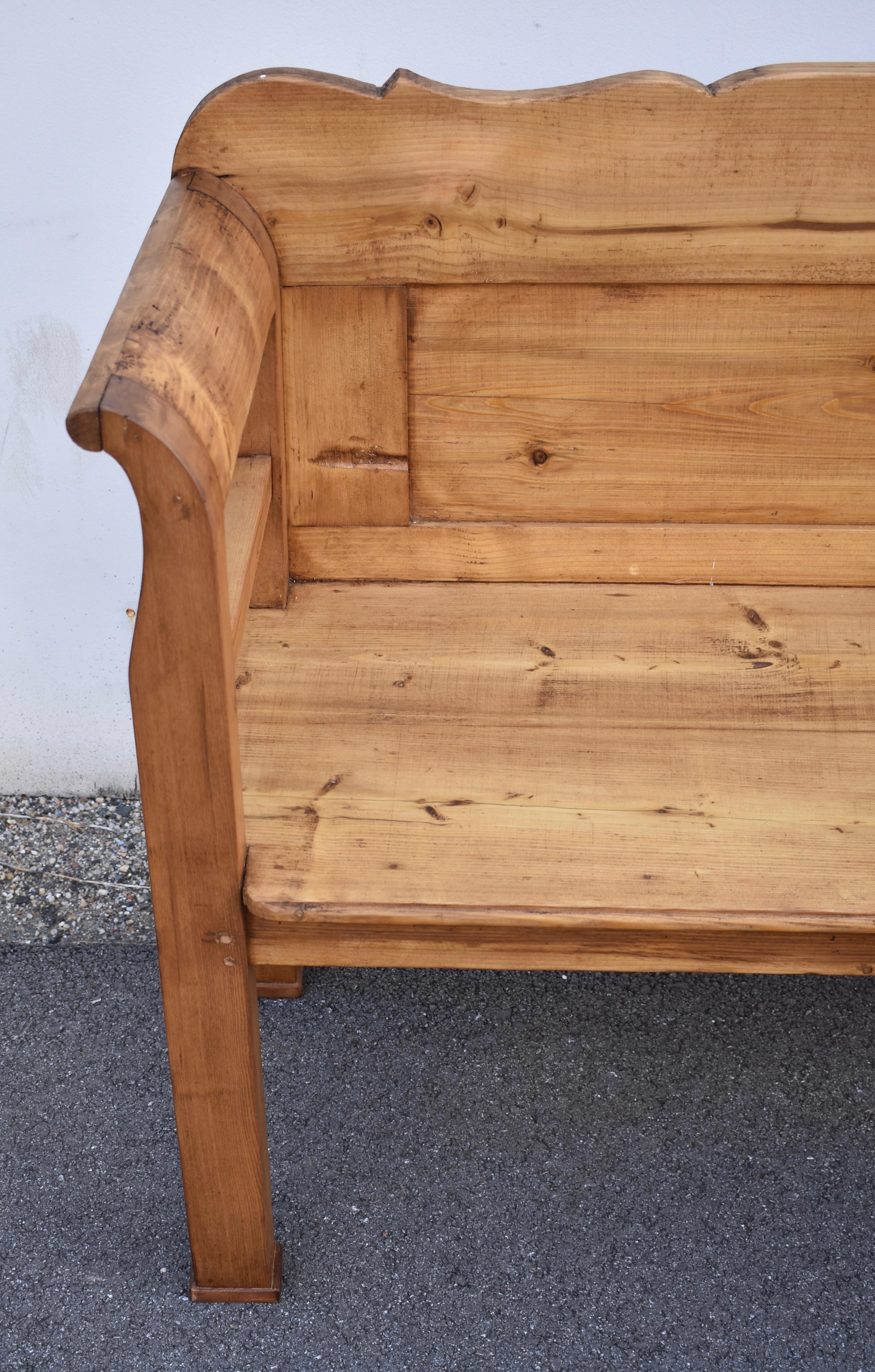 Pine and Oak Paneled Bench or Settle. 3