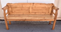 Pine and Oak Paneled Bench or Settle.
