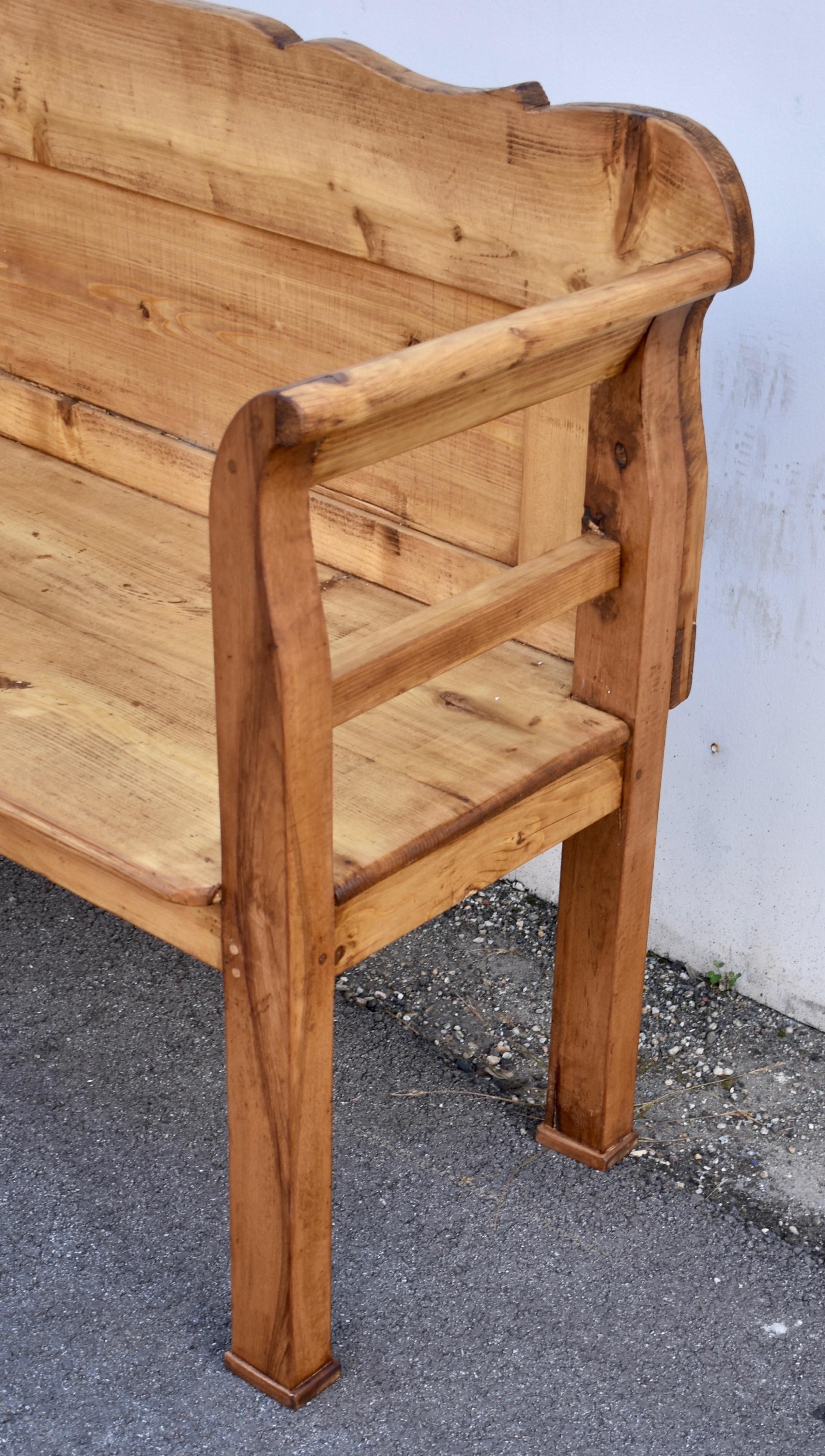 19th Century Pine and Oak Paneled Bench or Settle.