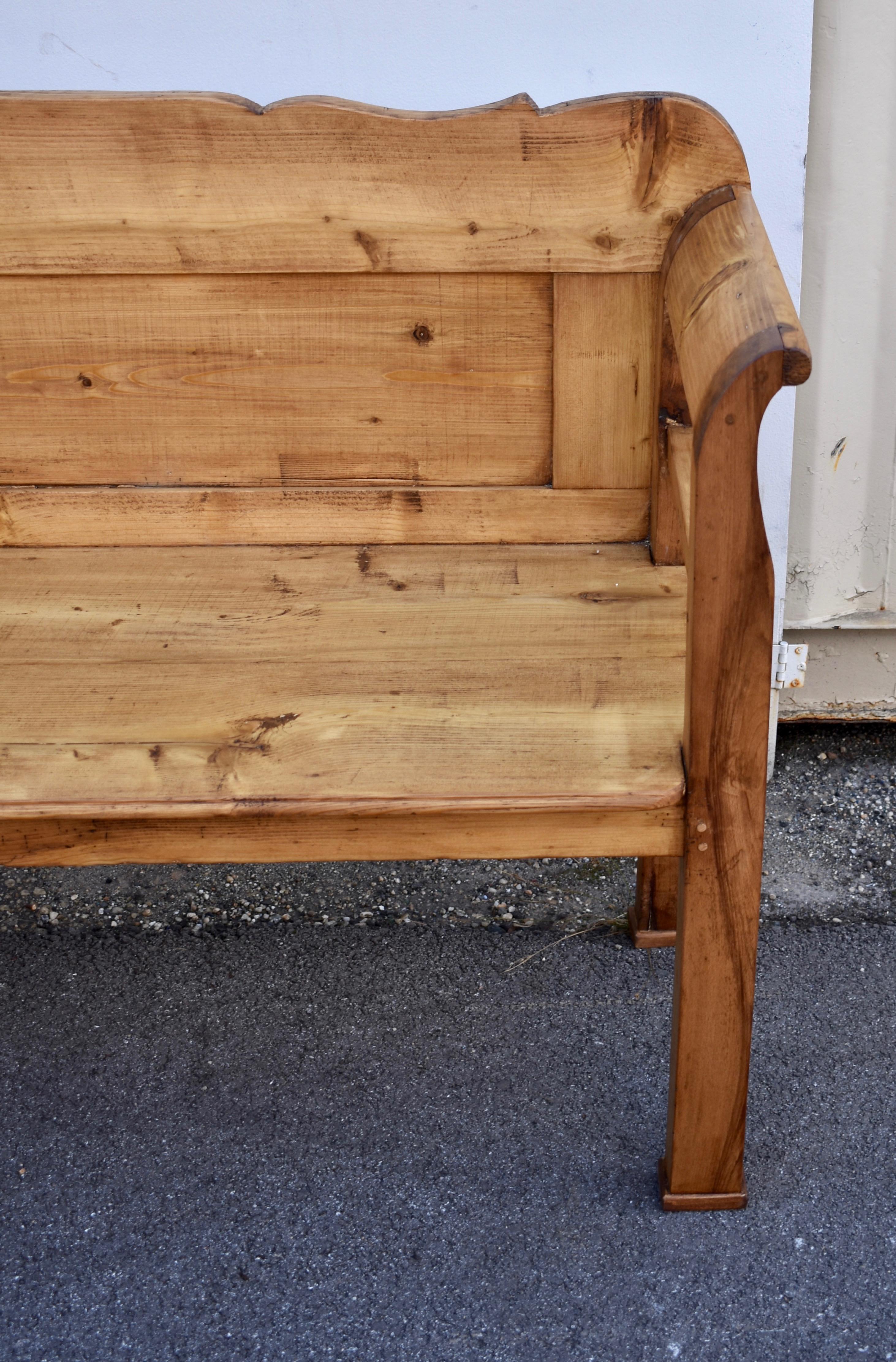 Pine and Oak Paneled Bench or Settle. 2